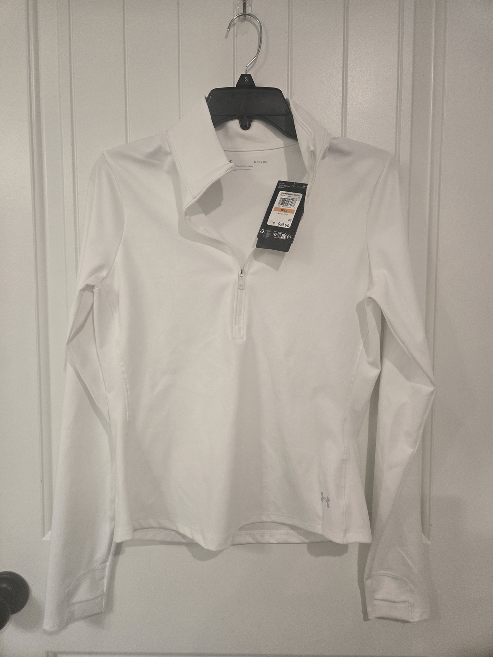 Under Armour White Long Sleeve 1/4 Zip Pullover
